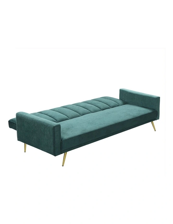 Convertible Velvet 3 Seater Sofa Bed in Green image 6