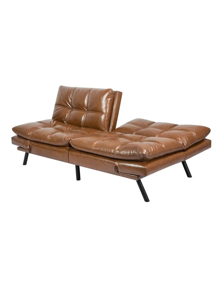 Futon PU Faux Leather 3-Seater Sofa Bed in Brown image 4