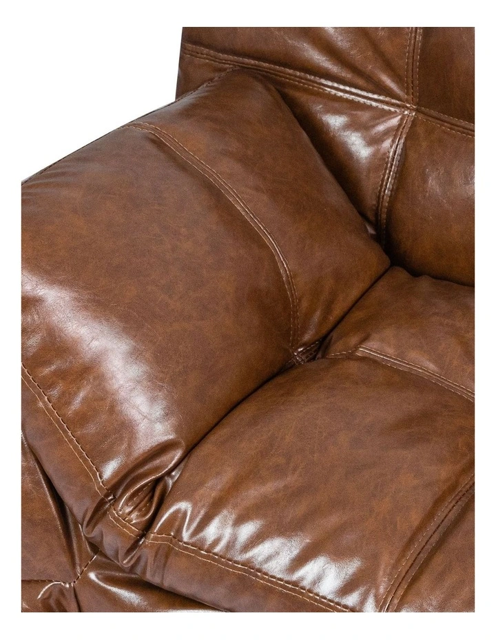 Futon PU Faux Leather 3-Seater Sofa Bed in Brown image 5