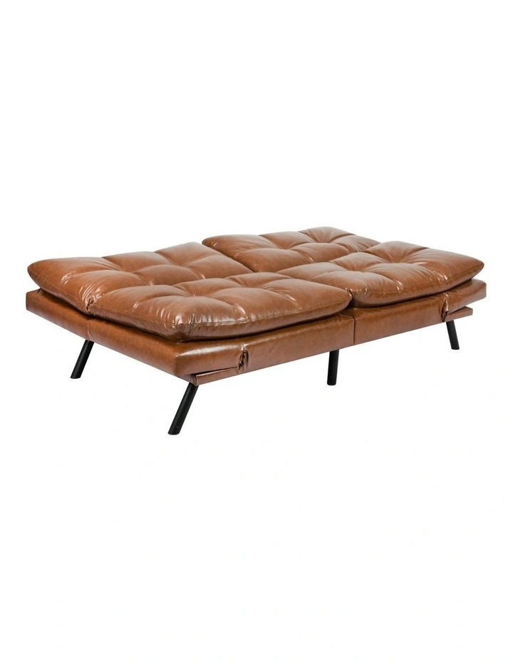Futon PU Faux Leather 3-Seater Sofa Bed in Brown image 6