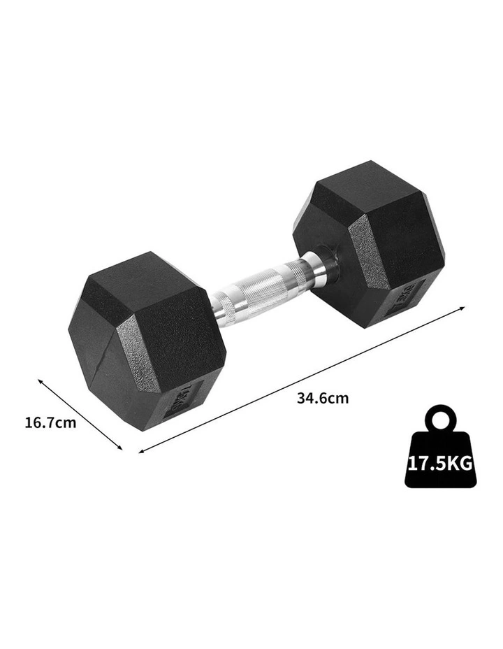 Rubber Home Gym Weight Fitness Training Hex Dumbbell 17.5kg in Multi image 3