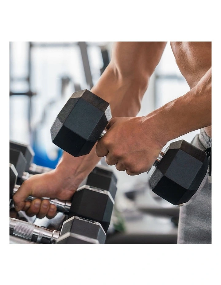 Rubber Home Gym Weight Fitness Training Hex Dumbbell 17.5kg in Multi image 7