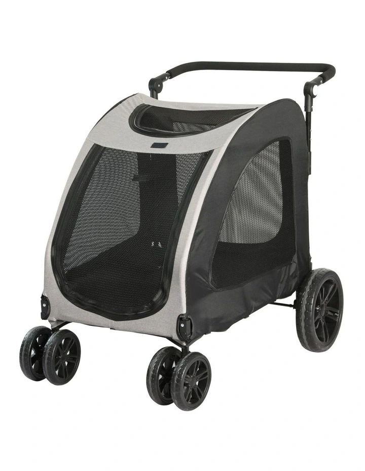 Pram Carrier Travel Foldable 4 Wheels Pet Stroller 50kg in Black image 1