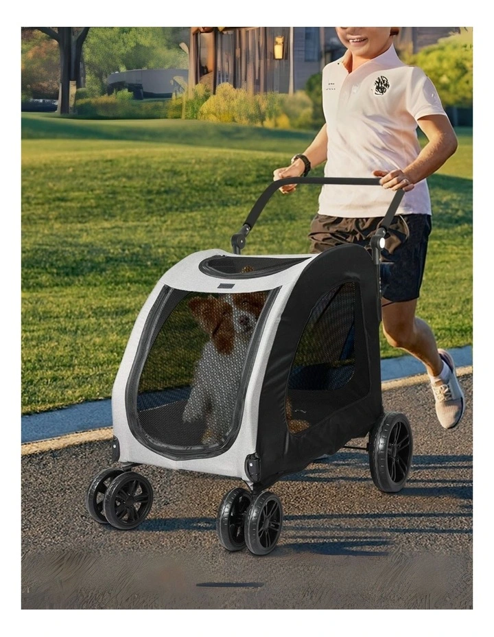 Pram Carrier Travel Foldable 4 Wheels Pet Stroller 50kg in Black image 2