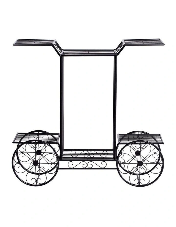 Outdoor Indoor Plant Stand 4 Wheeler 2x in Black image 1
