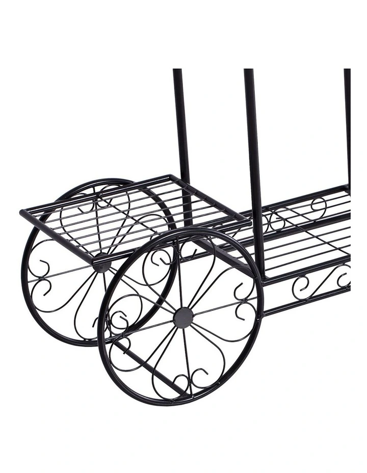 Outdoor Indoor Plant Stand 4 Wheeler 2x in Black image 4