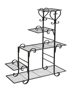 Outdoor Indoor Metal Plant Stand in Black