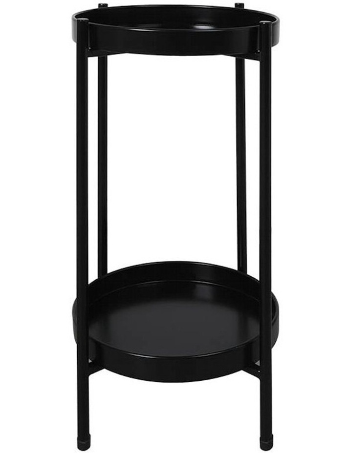 2 Tier Metal Flower Pot Rack Plant Stand in Black