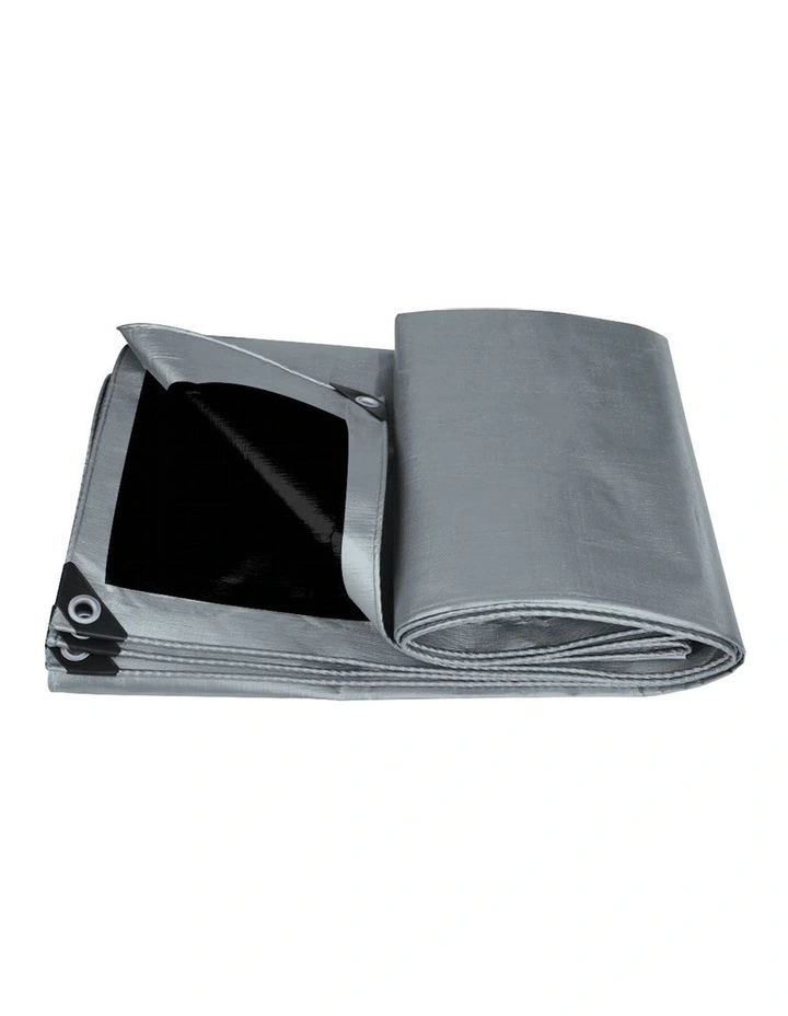 Waterproof Heavy Duty Tarps 4.3 x 6.1m in Black/Grey image 2