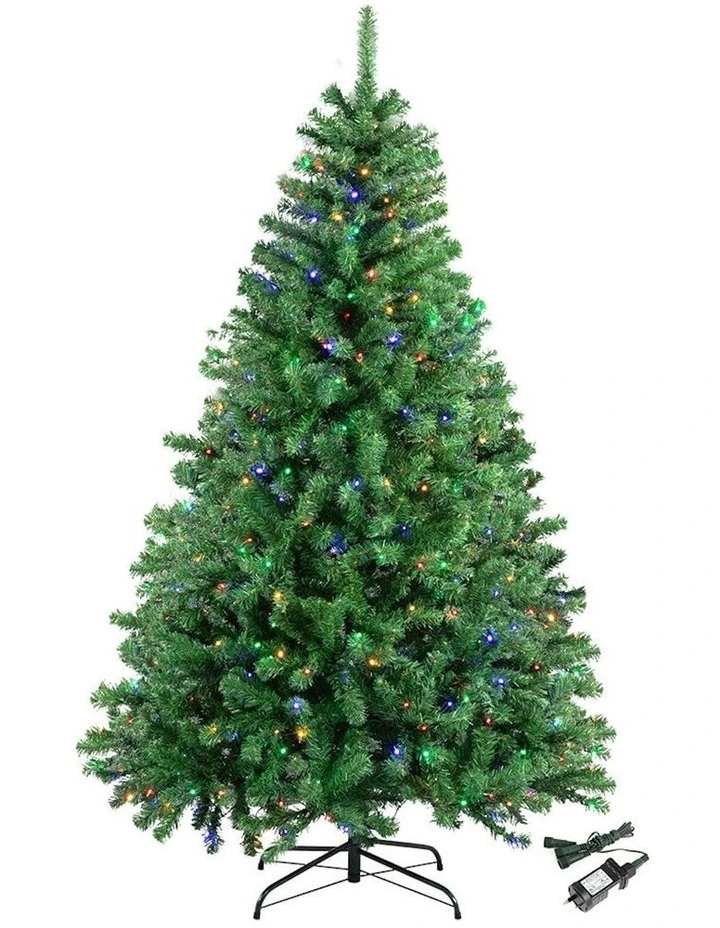 Artificial LED Pre Lit Christmas Tree 2.1m with Lights 8 Mode in Green image 1