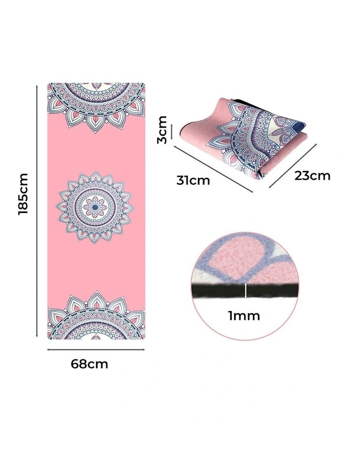 1mm Thick Lightweight Foldable Yoga Mat with Bonus Carry Bag in Pink image 3