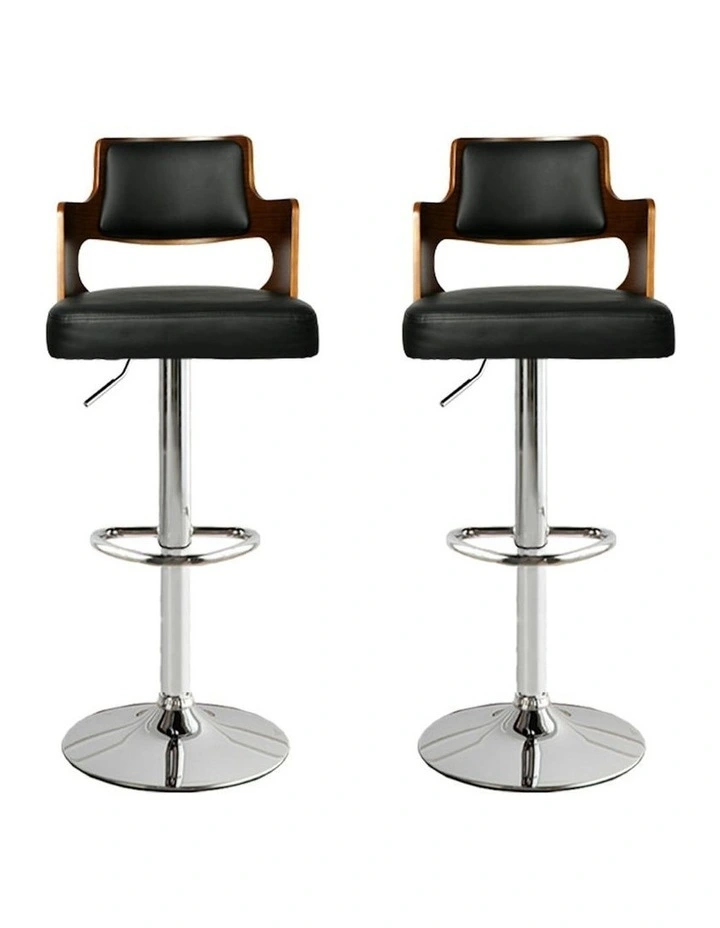 Kitchen Wooden Bar Stools x2 in Black/Silver image 2