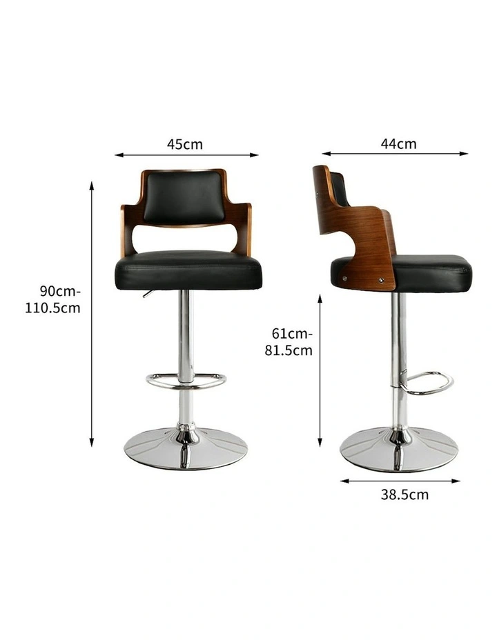 Kitchen Wooden Bar Stools x2 in Black/Silver image 3