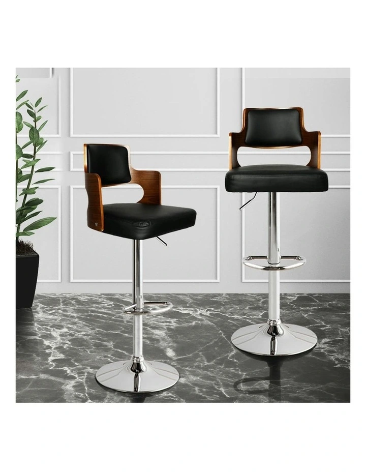 Kitchen Wooden Bar Stools x2 in Black/Silver image 7