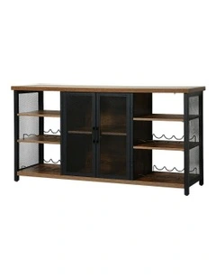 Wine Steamrack Bar Cabinet 140cm in Black