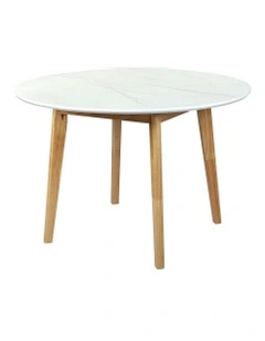 Round Rubberwood Base Dining Table 120cm in White
