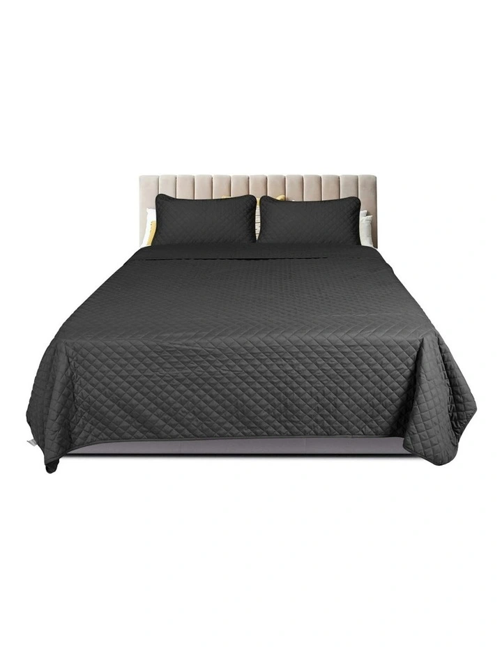 DreamZ Queen Size Bedspread Pillowcases Set In Dark Grey MYER
