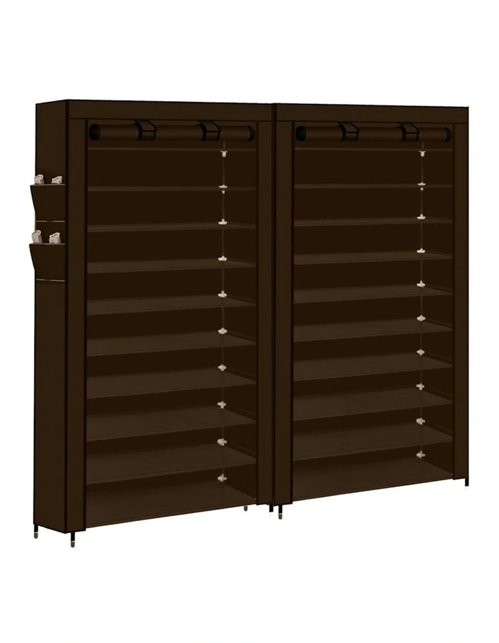 10 Tier Shoe Rack Storage Cabinet Cube DIY Organiser 2 Pieces in Brown image 2