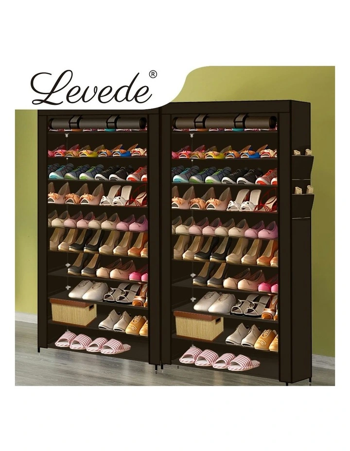 10 Tier Shoe Rack Storage Cabinet Cube DIY Organiser 2 Pieces in Brown image 7