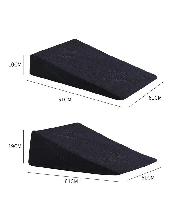 Cool Gel Memory Foam Bed Wedge Pillow in Black image 3