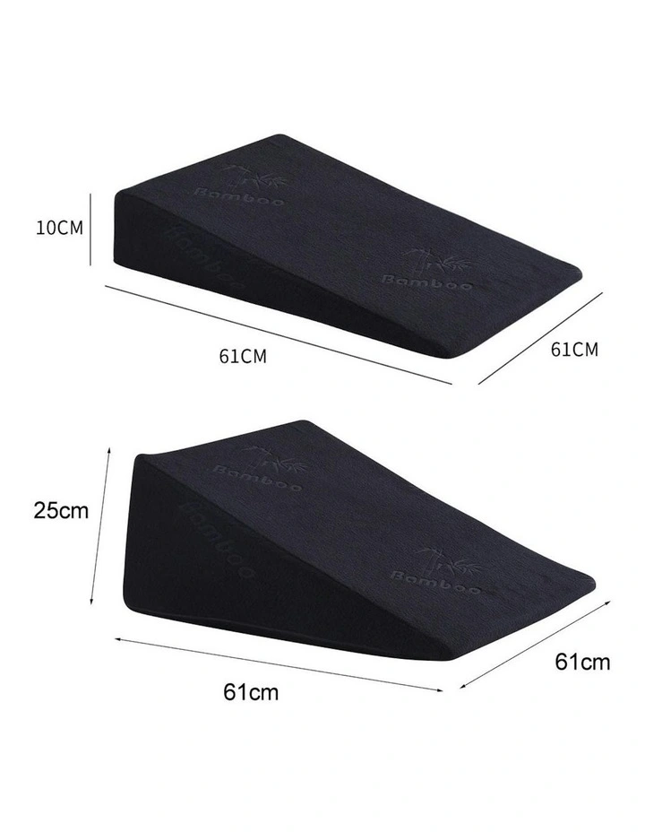 Cool Gel Memory Foam Bed Wedge Pillow in Black image 3