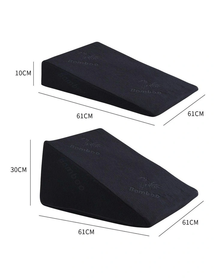Cool Gel Memory Foam Bed Wedge Pillow in Black image 3