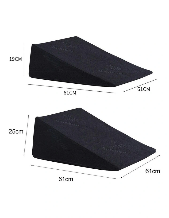 Cool Gel Memory Foam Bed Wedge Pillow in Black image 3
