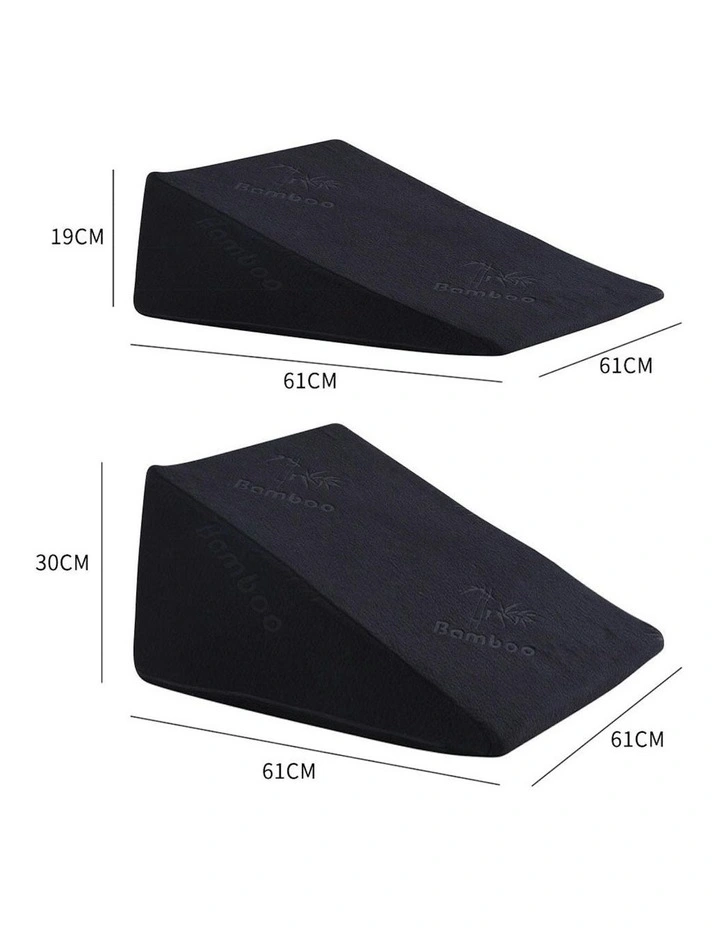 Cool Gel Memory Foam Bed Wedge Pillow in Black image 3