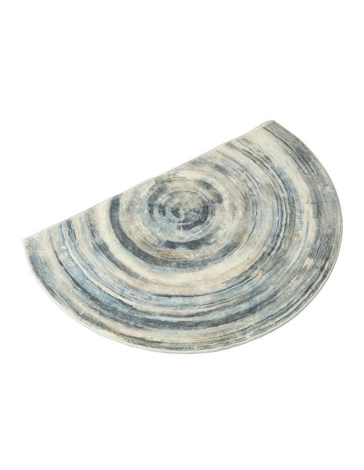 Half Moon Semi-Circle Velvety Non Slip Entrance Floor Rug 60x90 in Multi image 1