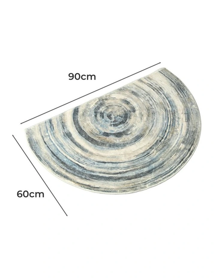 Half Moon Semi-Circle Velvety Non Slip Entrance Floor Rug 60x90 in Multi image 3