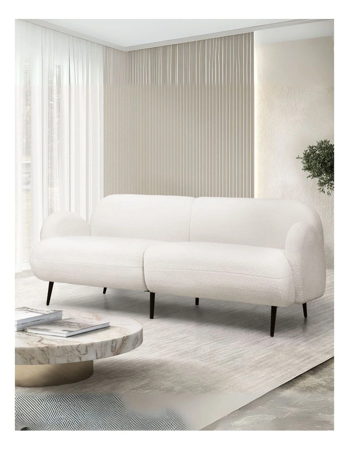 3 Seater Boucle Sofa in White image 2