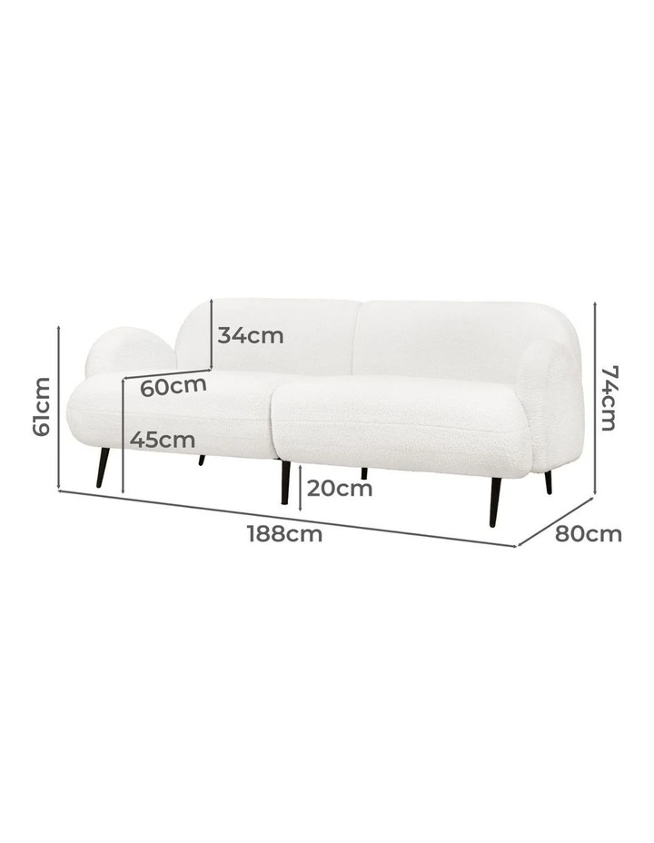 3 Seater Boucle Sofa in White image 3