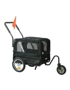 2-in-1 Outdoor Sunroof Pet Stroller Bike Trailer in Black