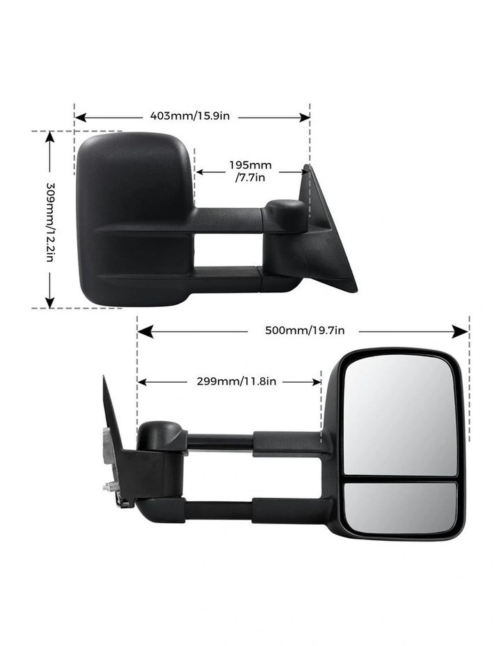 Galvan 2x Extendable Towing Mirrors in Black image 3