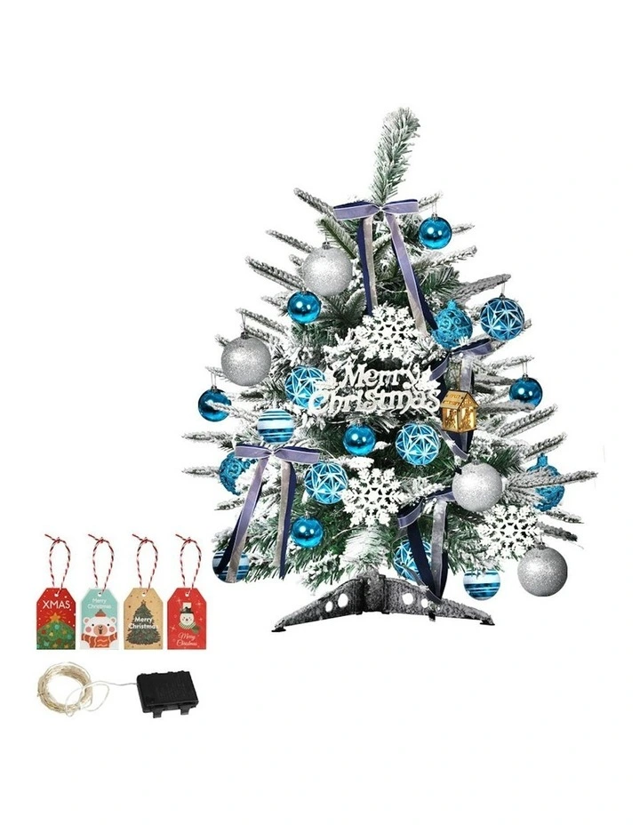 Christmas Tree 0.6M 2Ft Fairy Lights Snow Flocked Xmas Ornaments in Multi image 1