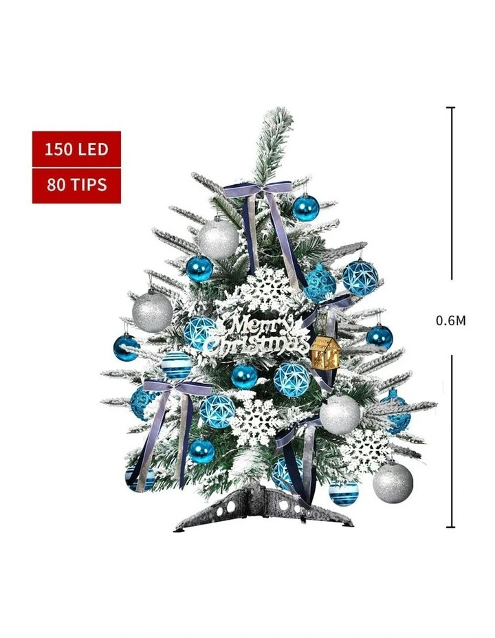 Christmas Tree 0.6M 2Ft Fairy Lights Snow Flocked Xmas Ornaments in Multi image 3