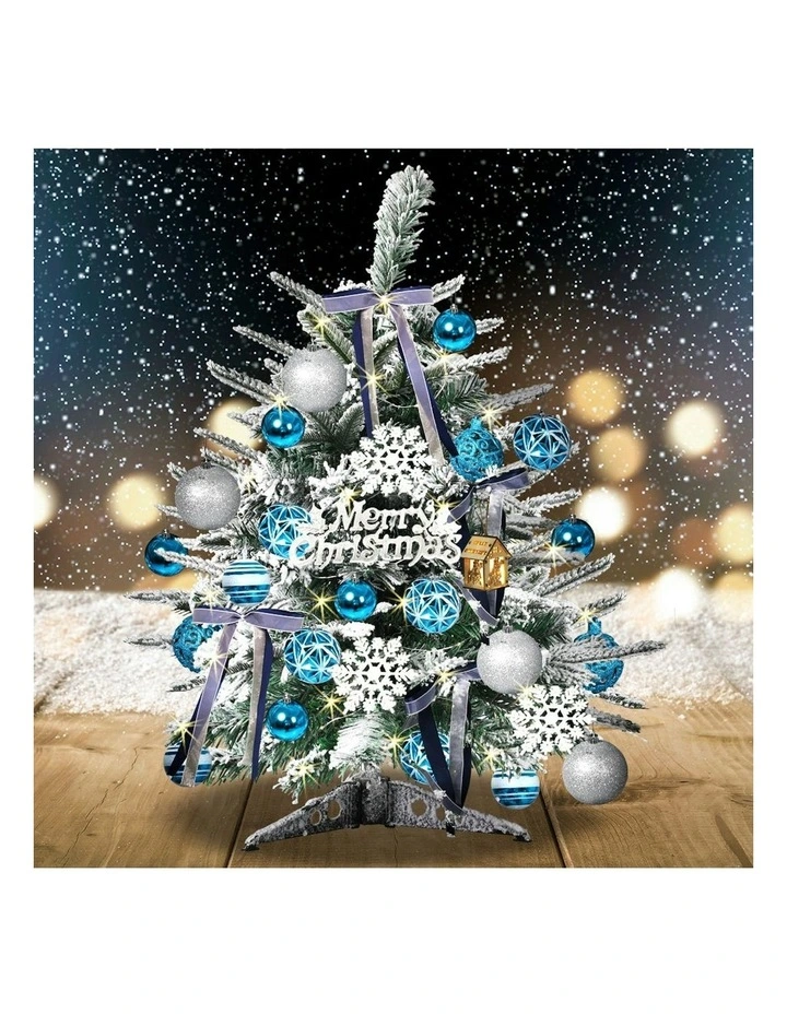 Christmas Tree 0.6M 2Ft Fairy Lights Snow Flocked Xmas Ornaments in Multi image 7