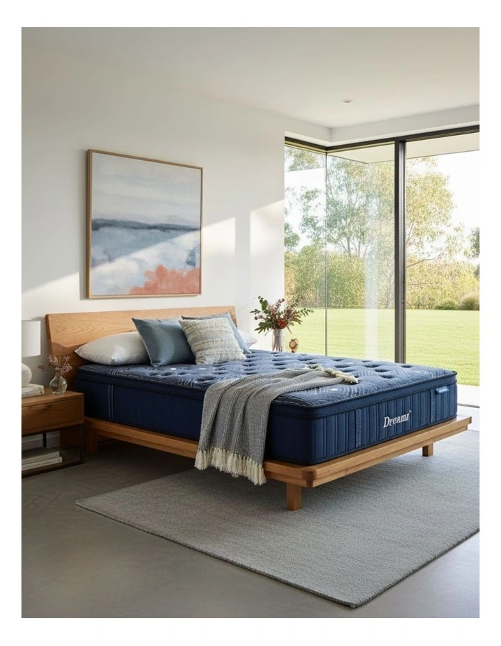 Double Spring Mattress Bed 30cm in Blue image 1