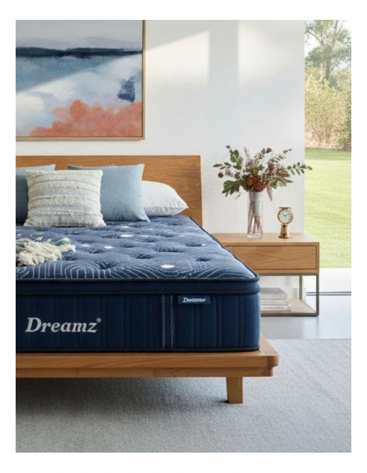 Double Spring Mattress Bed 30cm in Blue image 2