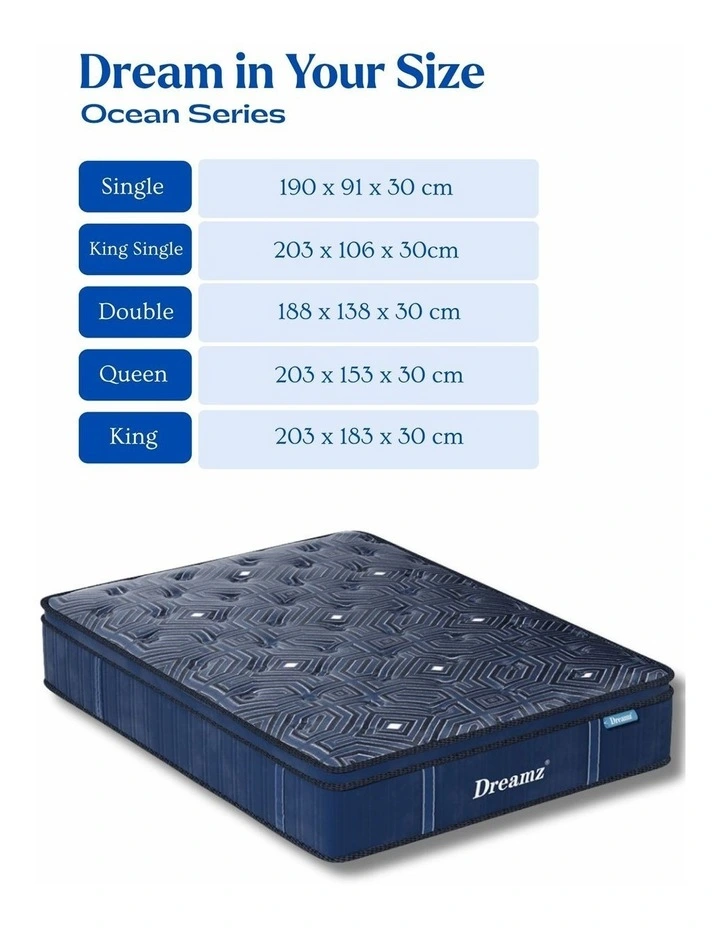 Double Spring Mattress Bed 30cm in Blue image 5