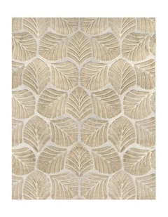 Soft Polyester Carpet Non Slip Plush Shaggy Rugs Leaf Pattern Floor Rug in Gold