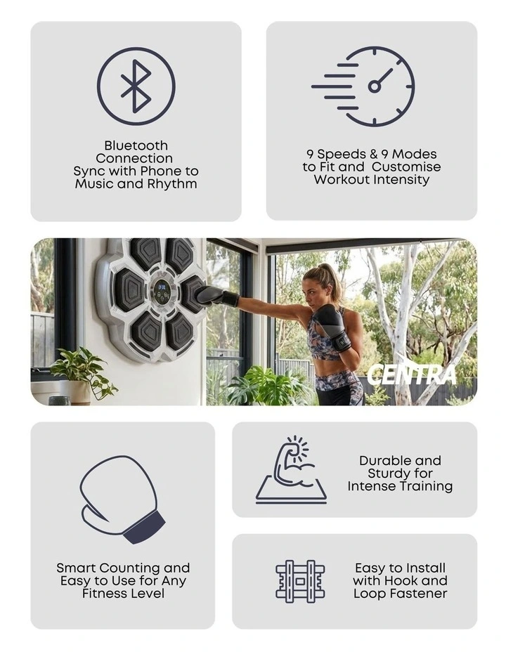 Electronic Smart Music Punching Box With Boxing Glove 8 OZ in Grey image 4