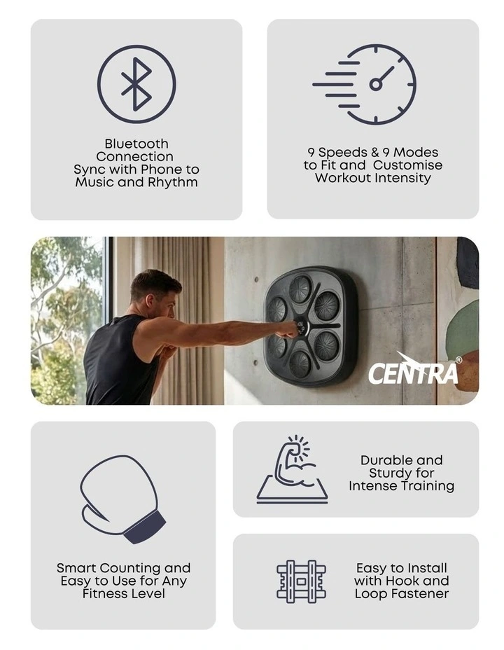 Electronic Smart Music Punching Box With Boxing Glove 12 OZ in Black image 4