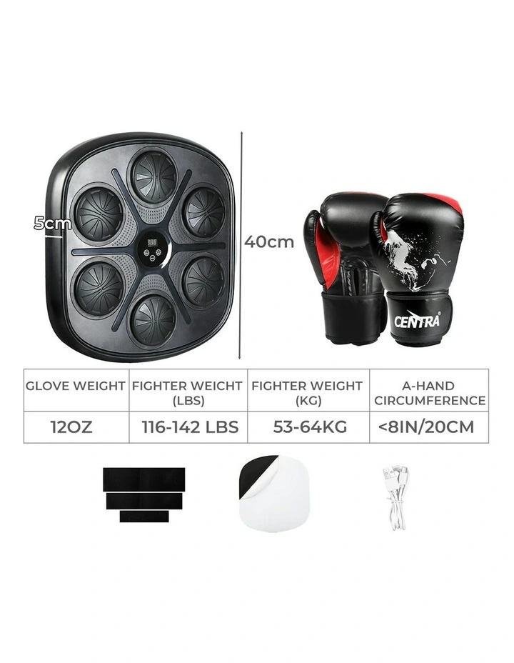 Electronic Smart Music Punching Box With Boxing Glove 12 OZ in Black image 7
