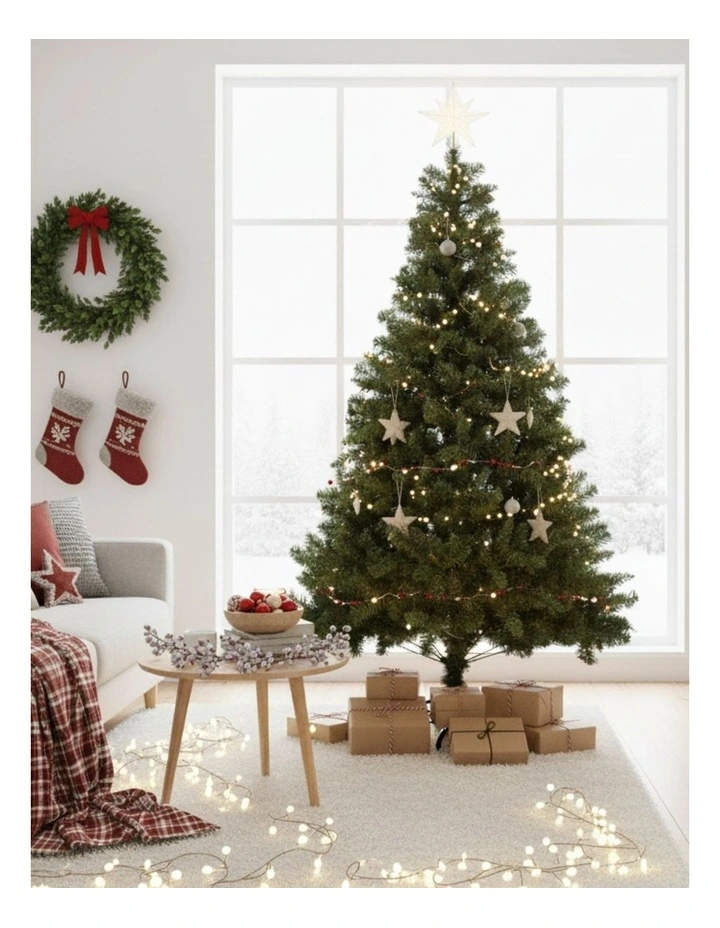 Artificial Christmas Metal Stand Tree 2.1m in Green image 2