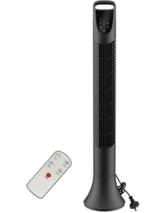 Electric Bladeless Tower Fan Oscillating DC Motor 3 Speeds Timer Remote in Black