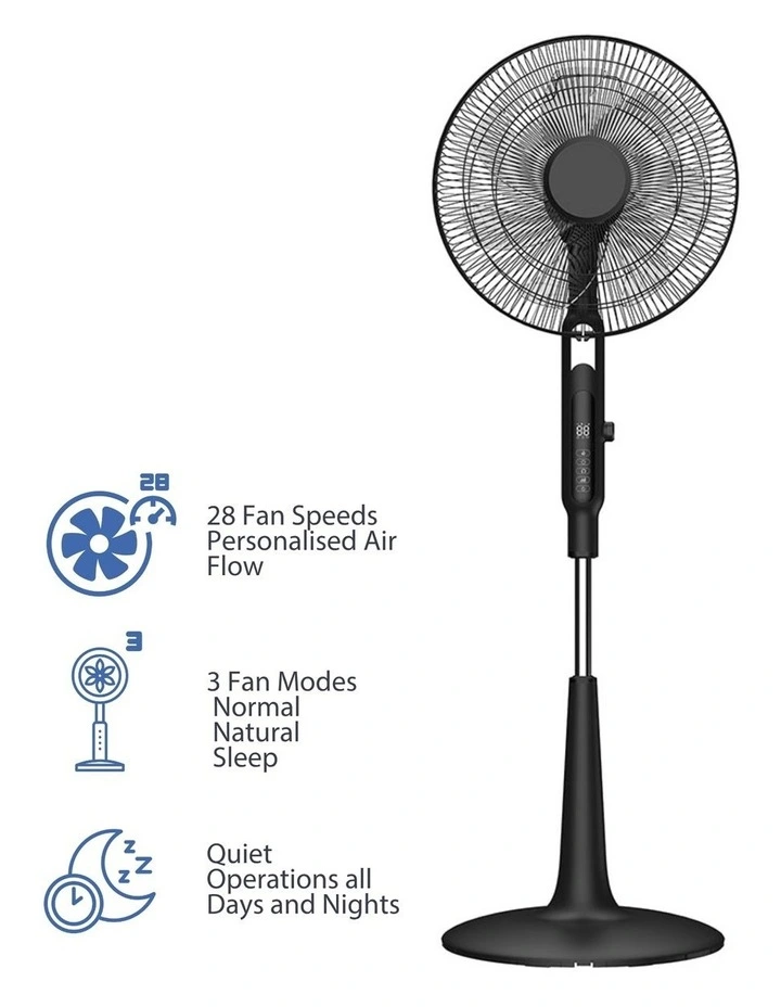 Pedestal Fan Oscillating 28 Speeds Standing Cooler with Remote Control in Black image 1