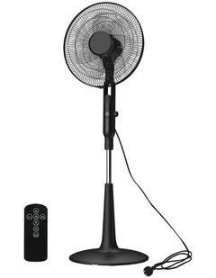 Pedestal Fan Oscillating 28 Speeds Standing Cooler with Remote Control in Black
