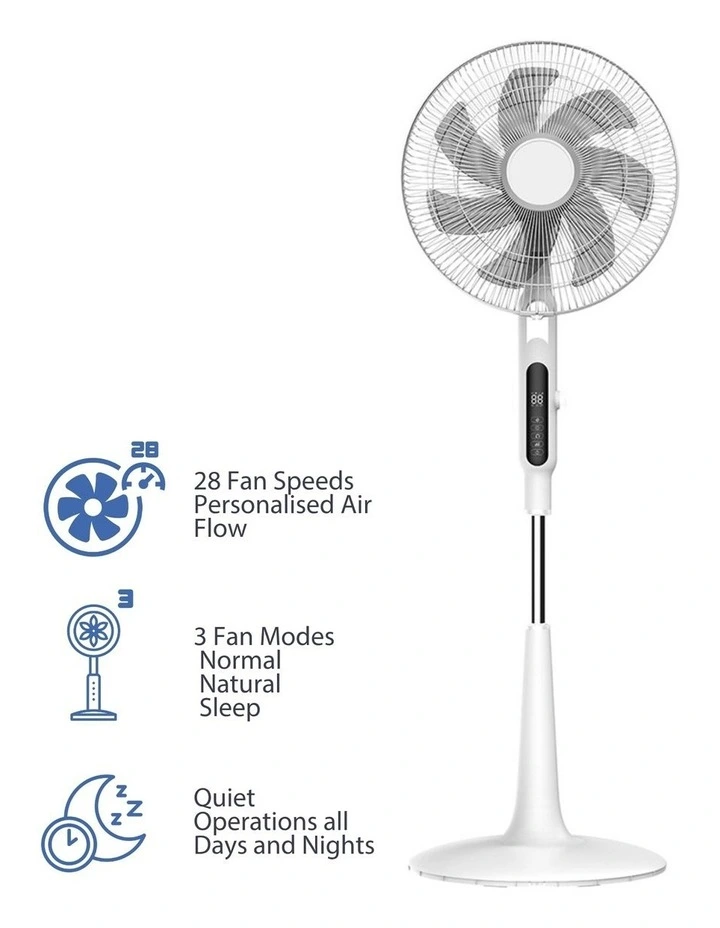Pedestal Fan Tilt & Oscillating 28 Speed Cooler Timer Adjustable Height in White image 1