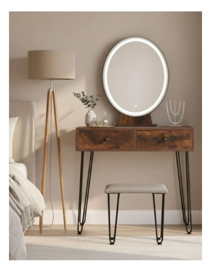 LED Dressing Table Strip Stool Set inBrown image 1
